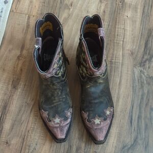 Caborca Pink And White Star Cowgirl Boots Women's Size 10 MAC 067 23094001 C413